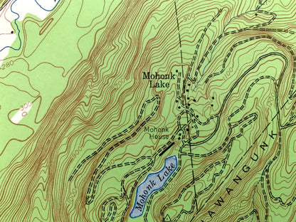 Antique Mohonk Lake, New York 1942 US Geological Survey Topographic Map – Ulster County, Marbletown, Rochester, New Paltz, Kripplebush NY