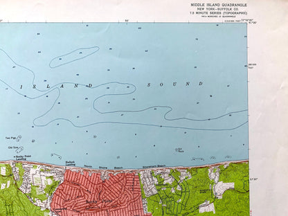 Antique Middle Island, New York 1956 US Geological Survey Topographic Map – Suffolk County, Long Island, Sound Beach, Rocky Point, NY
