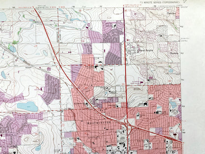 Antique Denver, Colorado 1965 US Geological Survey Topographic Map – Arvada, Jefferson County, Edgewater, Wheatridge, Lakeside, Standley, CO