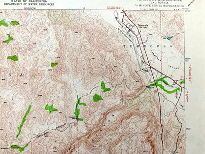 Antique Temecula, California 1948 US Geological Survey Topographic Map – Riverside, San Diego County, Santa Rosa, Rainbow, Fallbrook, CA