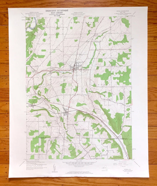 Antique Nunda, New York 1943 US Geological Survey Topographic Map – Livingston, Allegany County, Dalton, Mt Morris, Letchworth State Park NY