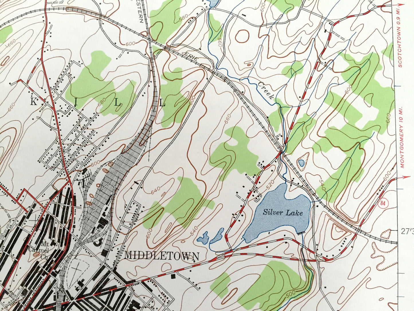 Antique Middletown, New York 1942 US Geological Survey Topographic Map – Orange County, Wallkill, Wawayanda, Goshen, Mechanicstown, NY