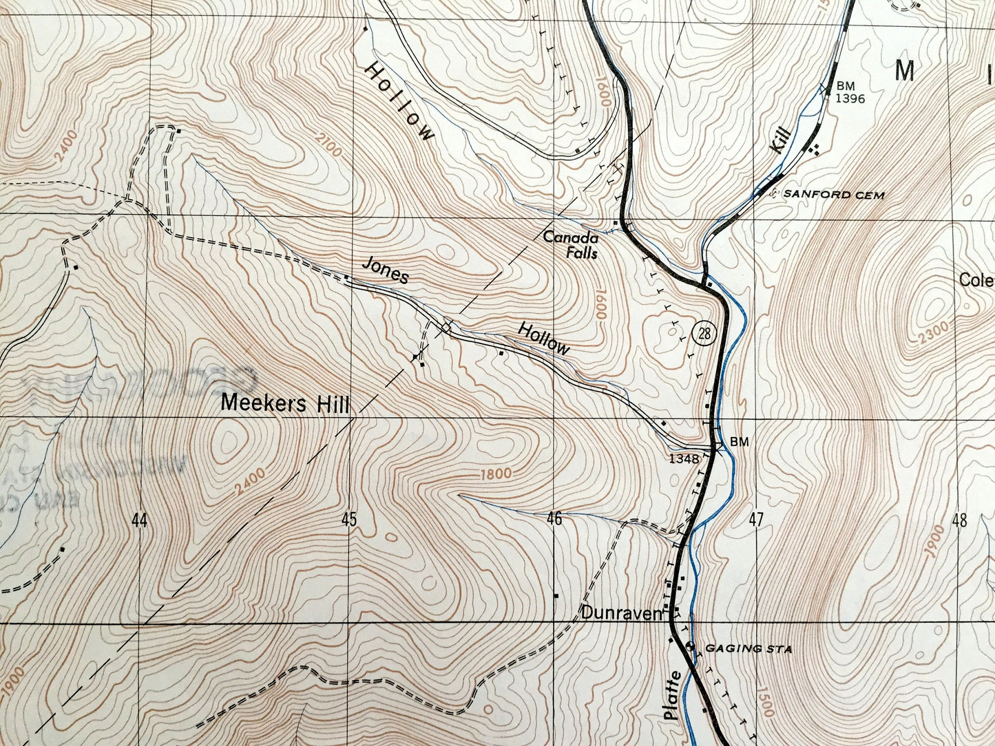 Antique Margaretville, New York 1946 US Geological Survey Topographic Map – Delaware County, Catskills State Park, Middletown, Bovina, NY