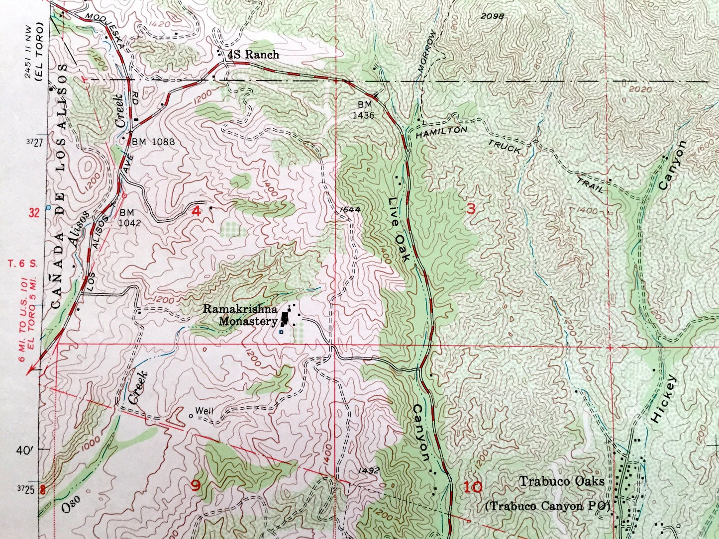 Antique Santiago Peak, California 1954 US Geological Survey Topographic Map – Riverside, Orange County, Trabuco Oaks, Canyon, Modjeska, CA