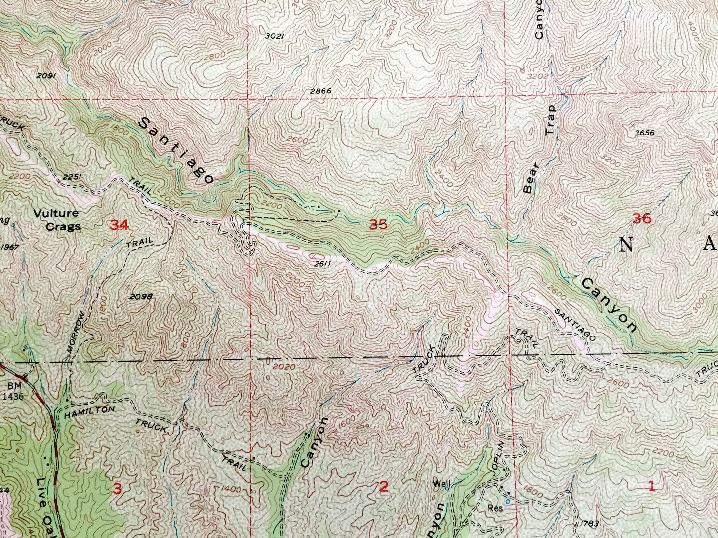 Antique Santiago Peak, California 1954 US Geological Survey Topographic Map – Riverside, Orange County, Trabuco Oaks, Canyon, Modjeska, CA