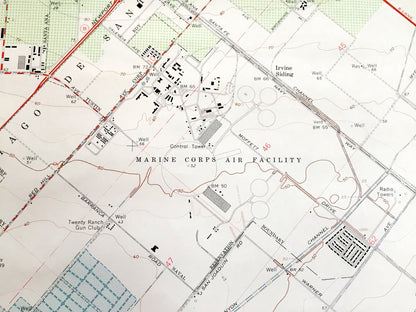 Antique Tustin, California 1965 US Geological Survey Topographic Map – Orange County, Irvine, Santa Ana, Newport Beach, San Joaquin, CA
