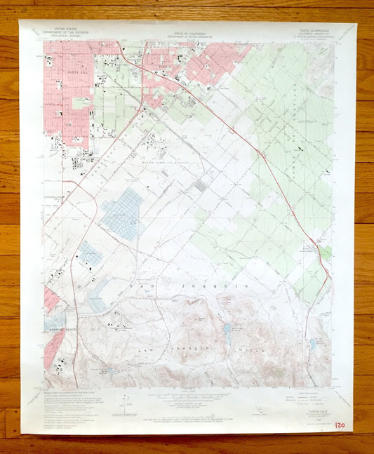 Antique Tustin, California 1965 US Geological Survey Topographic Map – Orange County, Irvine, Santa Ana, Newport Beach, San Joaquin, CA