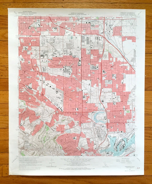 Antique Torrance, California 1964 US Geological Survey Topographic Map – Los Angeles, Redondo Beach, Rolling Hills, Carson, Palos Verdes, CA