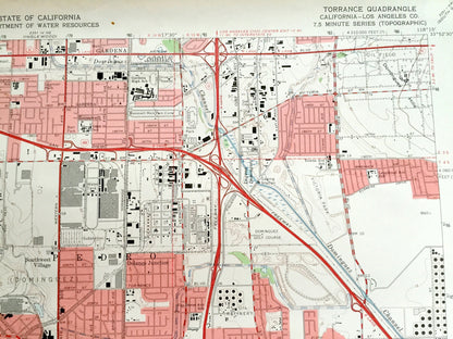 Antique Torrance, California 1964 US Geological Survey Topographic Map – Los Angeles, Redondo Beach, Rolling Hills, Carson, Palos Verdes, CA