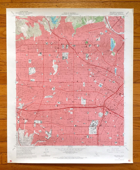 Antique Hollywood, California 1966 US Geological Survey Topographic Map – Los Angeles, San Rafael, Las Cienagas, La Brea, Griffith Park, CA