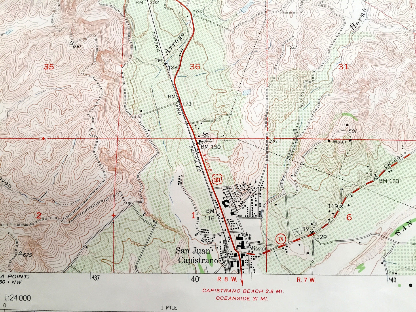 Antique San Juan Capistrano, California 1948 US Geological Survey Topographic Map – Orange County, South Laguna, Niguel, Mission Viejo, CA