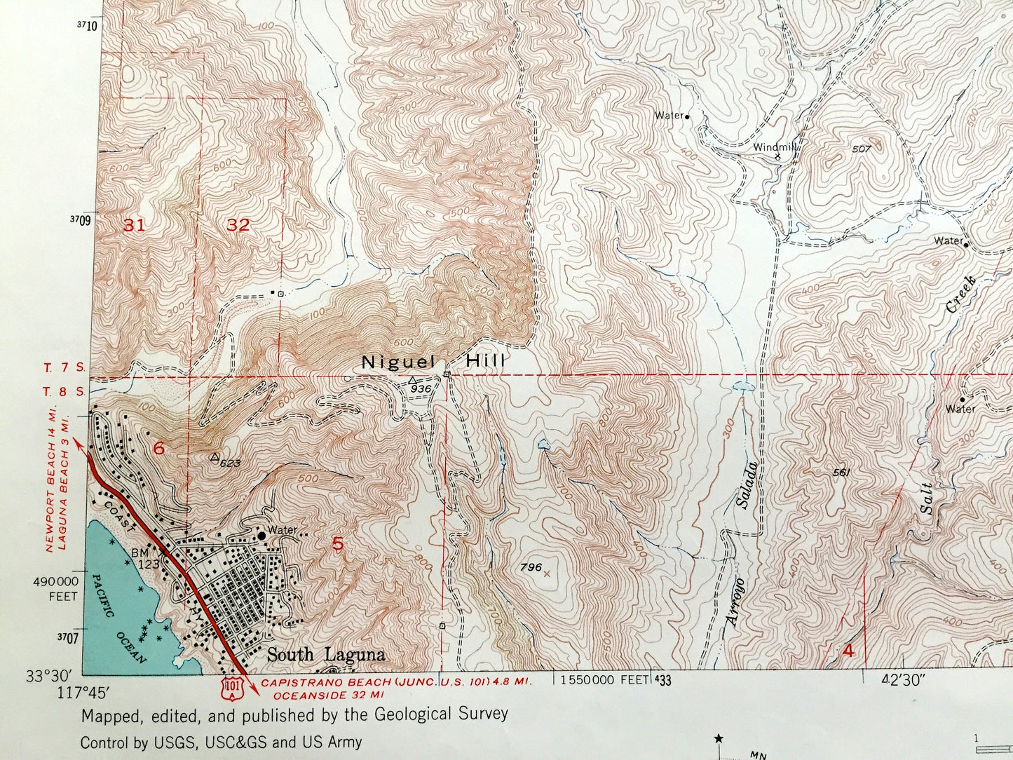 Antique San Juan Capistrano, California 1948 US Geological Survey Topographic Map – Orange County, South Laguna, Niguel, Mission Viejo, CA