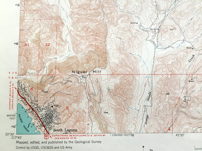Antique San Juan Capistrano, California 1948 US Geological Survey Topographic Map – Orange County, South Laguna, Niguel, Mission Viejo, CA