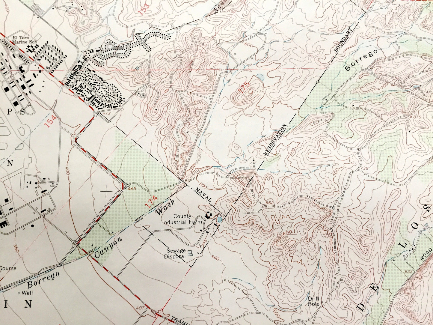 Antique El Toro, California 1968 US Geological Survey Topographic Map – Orange County, Marine Air Base, Irvine, Limestone Canyon Park, CA