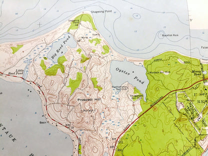 Antique Montauk Point, New York 1956 US Geological Survey Topographic Map – Suffolk County, East Hampton, Napeague, Montauk, NY