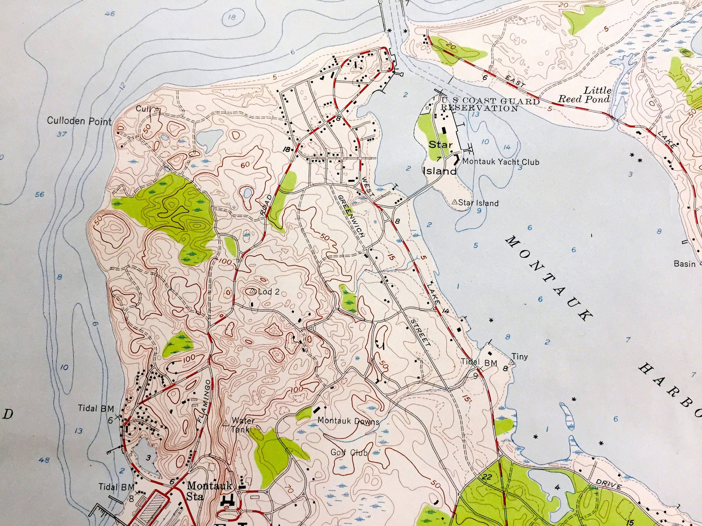 Antique Montauk Point, New York 1956 US Geological Survey Topographic Map – Suffolk County, East Hampton, Napeague, Montauk, NY