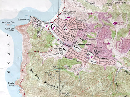 Antique Montara Mountain, California 1956 US Geological Survey Topographic Map – Buri Buri, San Mateo, Pedro, San Francisco, El Granada, CA