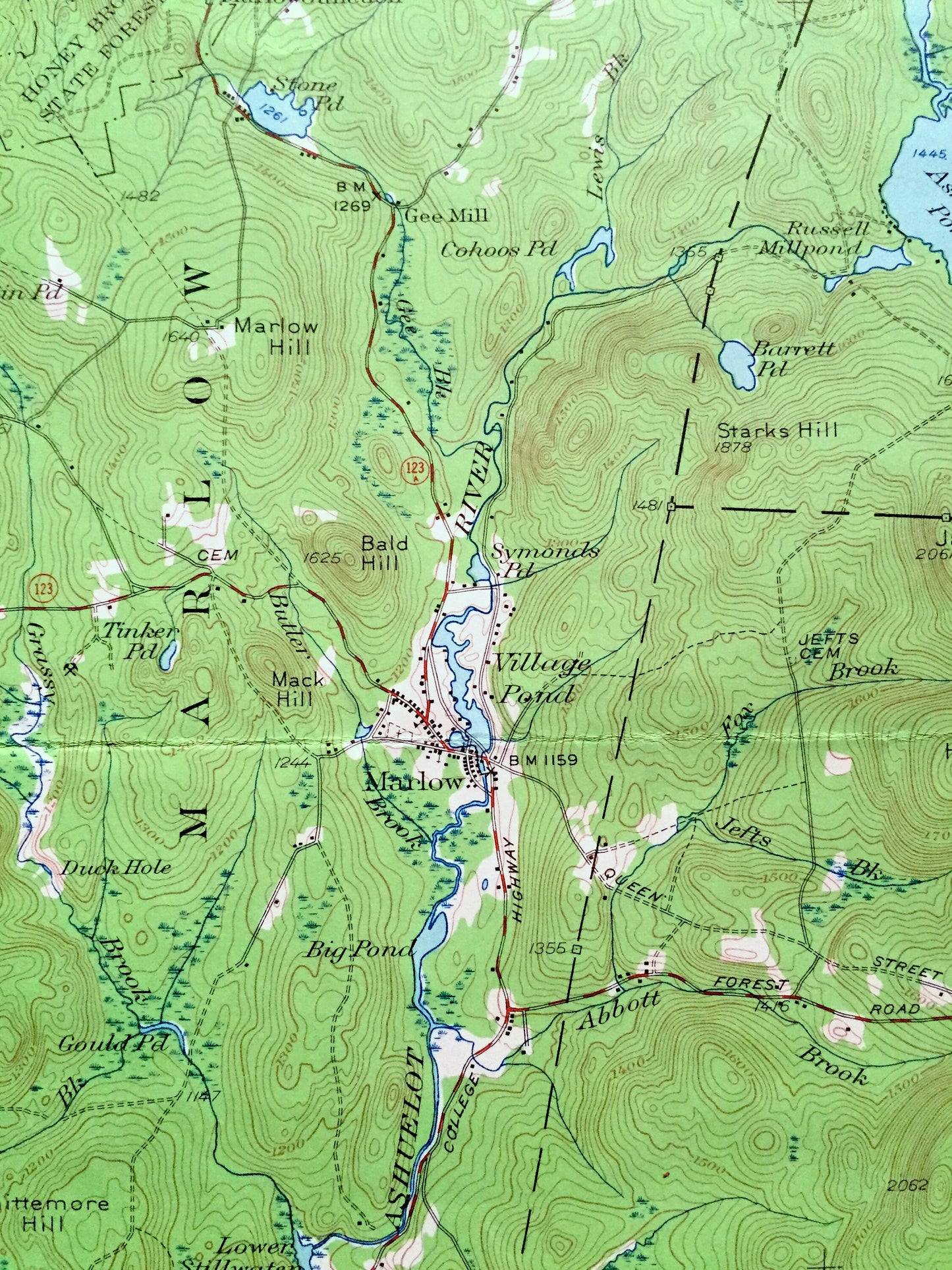 Antique Lovewell Mountain, New Hampshire 1957 US Geological Survey Topographic Map – Washington, Stoddard, Marlow, Lempster, Windsor, NH