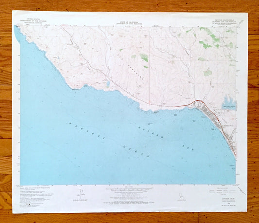 Antique Cayucos, California 1965 US Geological Survey Topographic Map – San Luis Obispo County, Morro Strand Beach, Harmony Headlands, CA