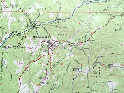 Antique Mokelumne Hill, California 1948 US Geological Survey Topographic Map – Amador, Calaveras County, West Point, Pioneer, Volcano, CA