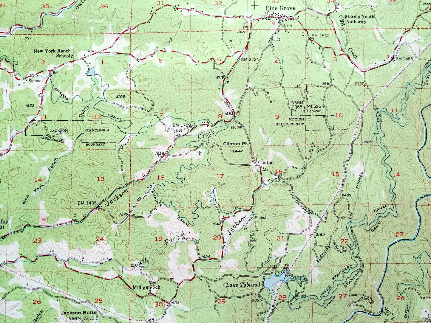 Antique Mokelumne Hill, California 1948 US Geological Survey Topographic Map – Amador, Calaveras County, West Point, Pioneer, Volcano, CA