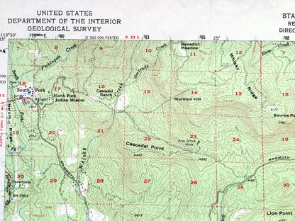 Antique Shaver Lake, California 1953 US Geological Survey Topographic Map – Madera, Fresno County, Sierra National Forest, Rock Haven, CA