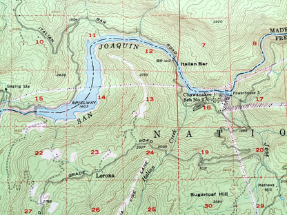 Antique Shaver Lake, California 1953 US Geological Survey Topographic Map – Madera, Fresno County, Sierra National Forest, Rock Haven, CA