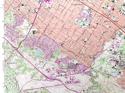 Antique Palo Alto, California 1961 US Geological Survey Topographic Map – Silicon Valley, Stanford University, Menlo Park Pulgas Atherton CA