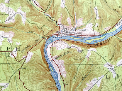 Antique Tidioute, Pennsylvania 1927 US Geological Survey Topographic Map – Warren, Forest County, Triumph, Deerfield, Limestone, Harmony, PA