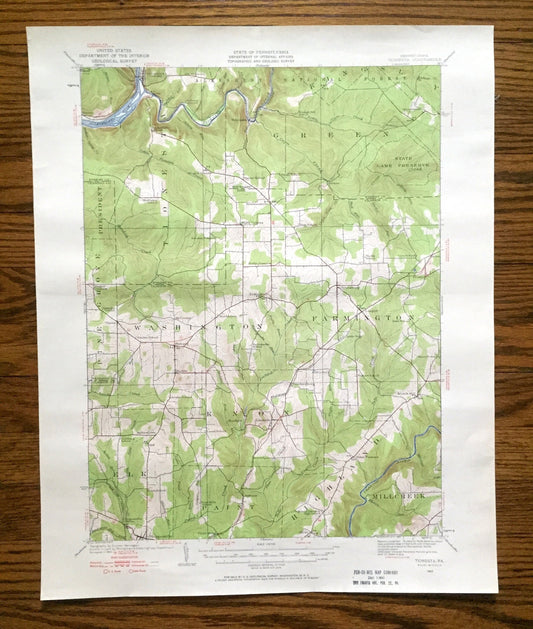 Antique Tionesta, Pennsylvania 1922 US Geological Survey Topographic Map – Forest, Venango, Clarion County, Farmington, Allegheny, Knox, Elk