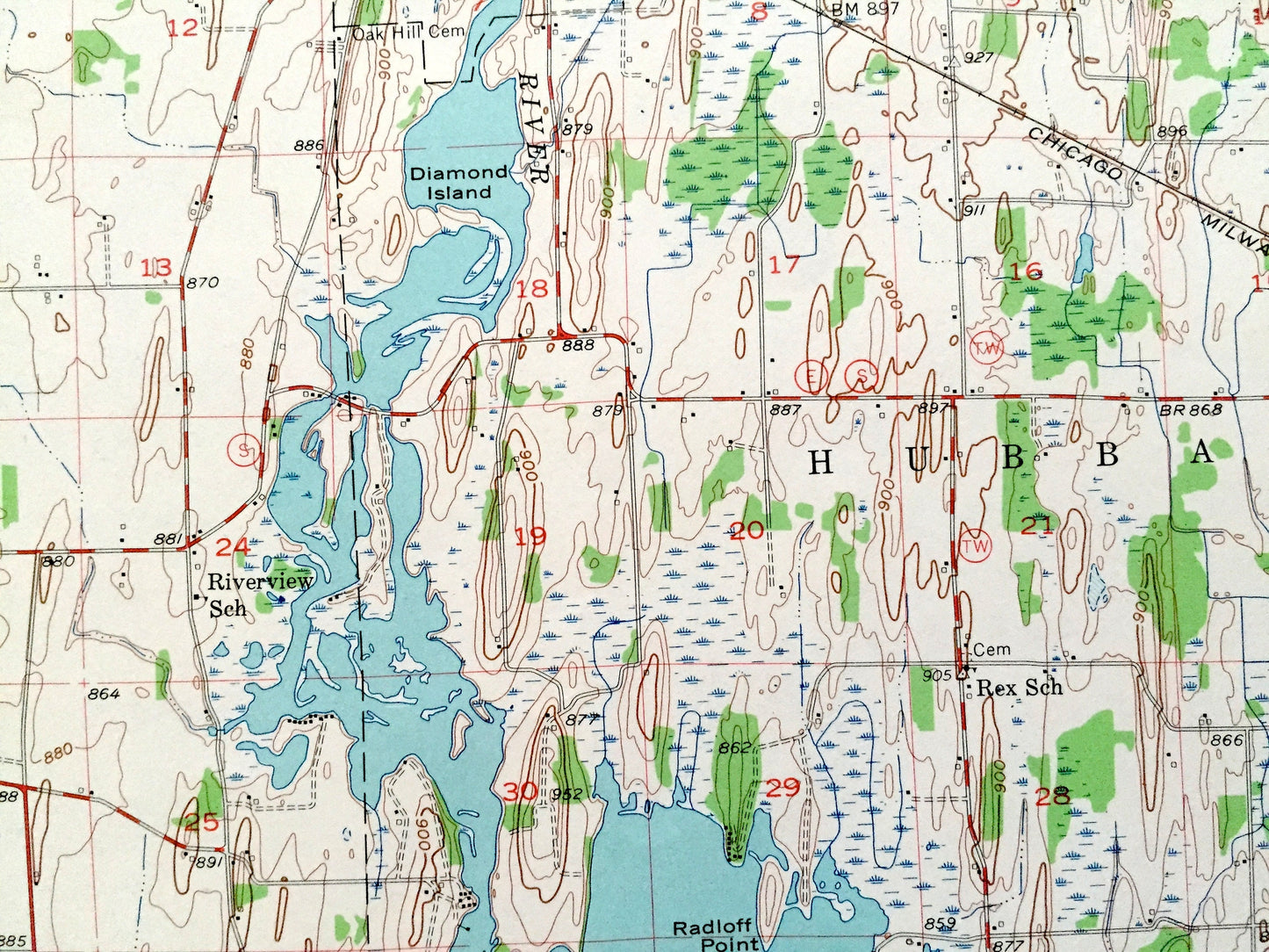Antique Horicon, Wisconsin 1955 US Geological Survey Topographic Map – Dodge County, Sinissippi Lake, Marsh Wildlife Area, Juneau, Mayville