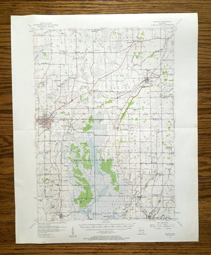 Antique Waupun, Wisconsin 1955 US Geological Survey Topographic Map – Dodge, Fond Du Lac County, Horicon National Wildlife Refuge, Oakfield