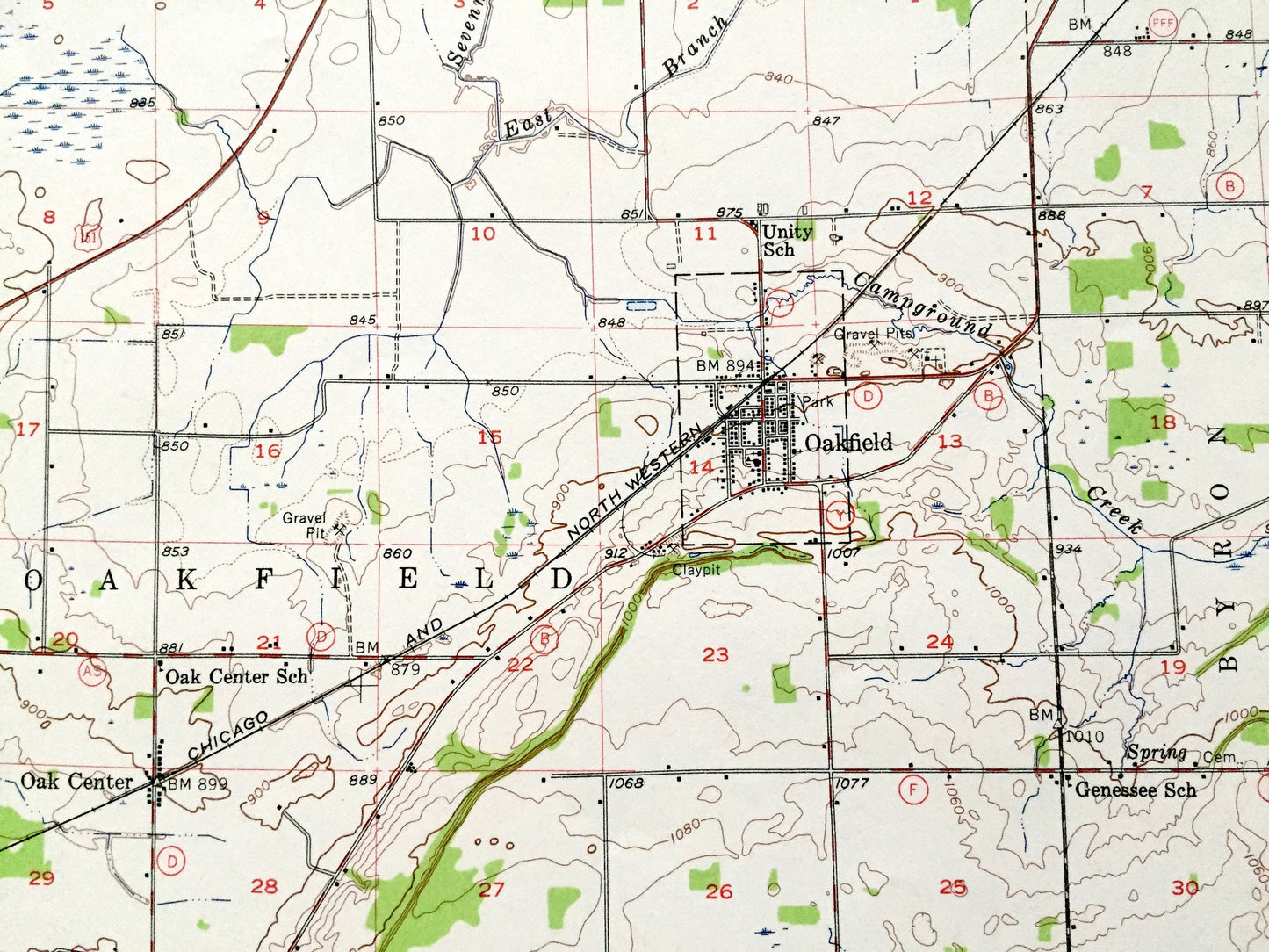 Antique Waupun, Wisconsin 1955 US Geological Survey Topographic Map – Dodge, Fond Du Lac County, Horicon National Wildlife Refuge, Oakfield