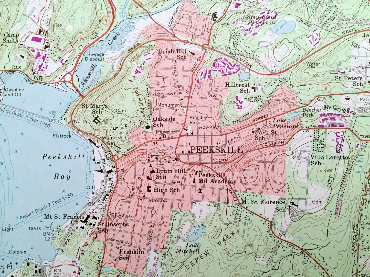 Antique Peekskill, New York 1957 US Geological Survey Topographic Map – Orange, Rockland, Putnam, Westchester County, Philipstown, NY