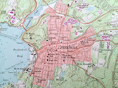 Antique Peekskill, New York 1957 US Geological Survey Topographic Map – Orange, Rockland, Putnam, Westchester County, Philipstown, NY