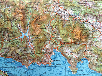 Antique SOVIET Patras, Greece 1983 Russia Army Survey Map – Athens, Peloponnese, Thessaly, Epirus, Larissa, Kalamata Region, Volos, Lamia