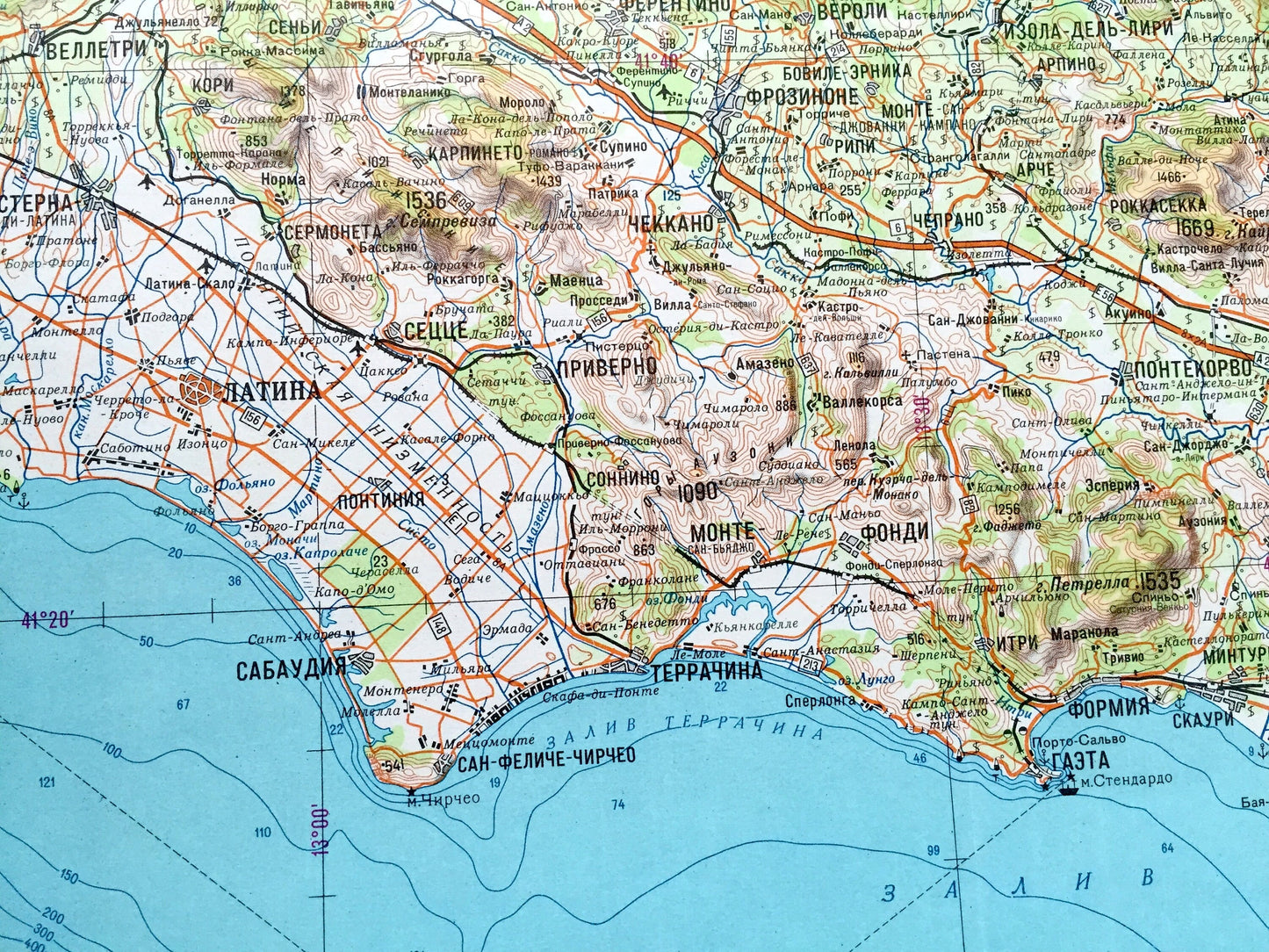 Antique SOVIET Rome, Italy 1972 Russian Army Survey Map – Naples, Palermo, Sorrento, Amalfi Coast, Pompei, Lazio, Campania, Latina, Anzio