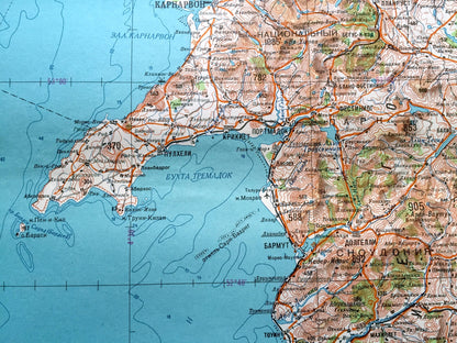 Antique SOVIET Wales & England 1958 Russian Army Survey Map – Birkenhead, Liverpool, Wrexham, Snowdonia National Park, Anglesey, Gwynedd
