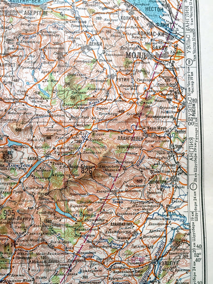 Antique SOVIET Wales & England 1958 Russian Army Survey Map – Birkenhead, Liverpool, Wrexham, Snowdonia National Park, Anglesey, Gwynedd