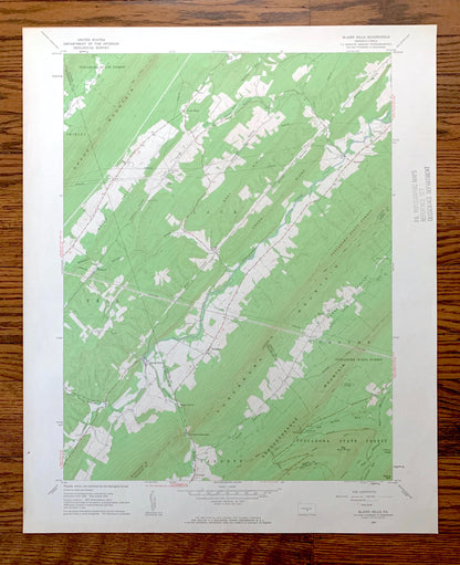 Antique Blairs Mills, Pennsylvania 1960 US Geological Survey Topographic Map – Juniata, Perry, Huntingdon, Franklin County, Lack, Tell, PA