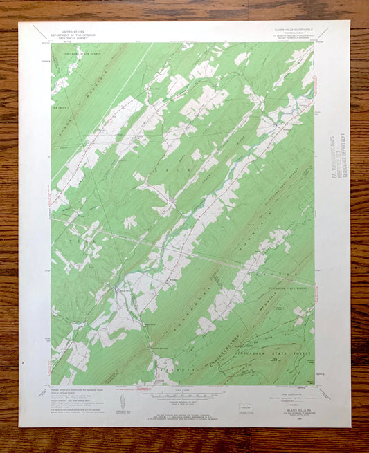 Antique Blairs Mills, Pennsylvania 1960 US Geological Survey Topographic Map – Juniata, Perry, Huntingdon, Franklin County, Lack, Tell, PA