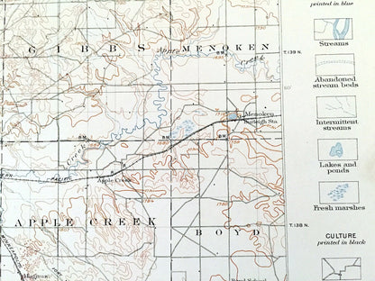 Antique Bismarck, North Dakota 1907 US Geological Survey Topographic Map – Morton, Burleigh, Emmons County, Mandan, Lincoln, Custer, ND