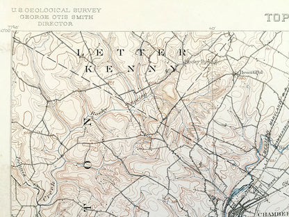 Antique Chambersburg, Pennsylvania 1902 US Geological Survey Topographic Map – Waynesboro, Greencastle, South Mountain, Franklin County, PA