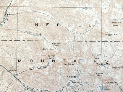 Antique Needle Mountains, Colorado 1902 US Geological Survey Topographic Map – La Plata, San Juan County Rocky Mountains, Animas River, CO
