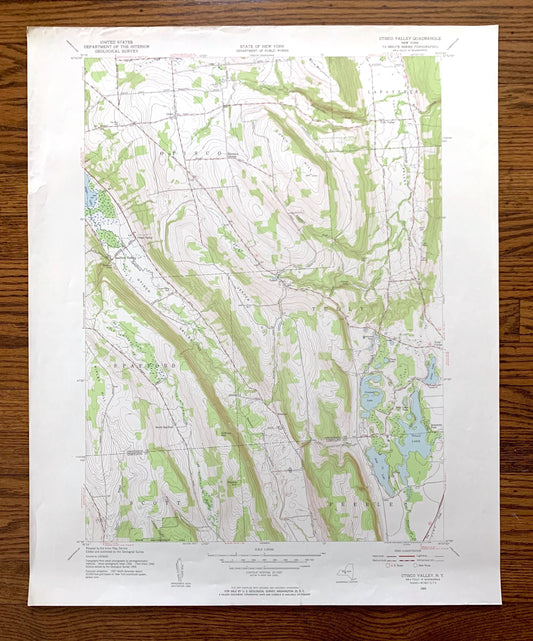 Antique Otisco Valley, New York 1955 US Geological Survey Topographic Map – Onondaga County, Spafford, Tully, Lafayette, Bromley, Vesper NY