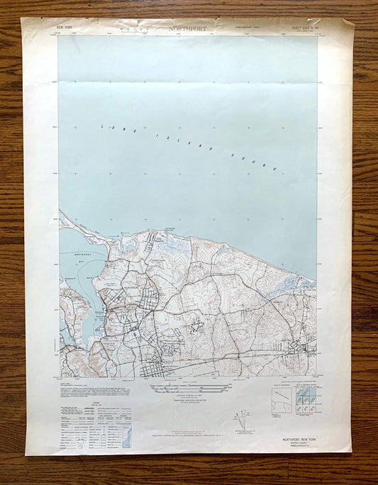 Antique Northport, New York 1947 US Geological Survey Topographic Map – Suffolk County, Long Island, Asharoken Beach, Centerport, Bay NY