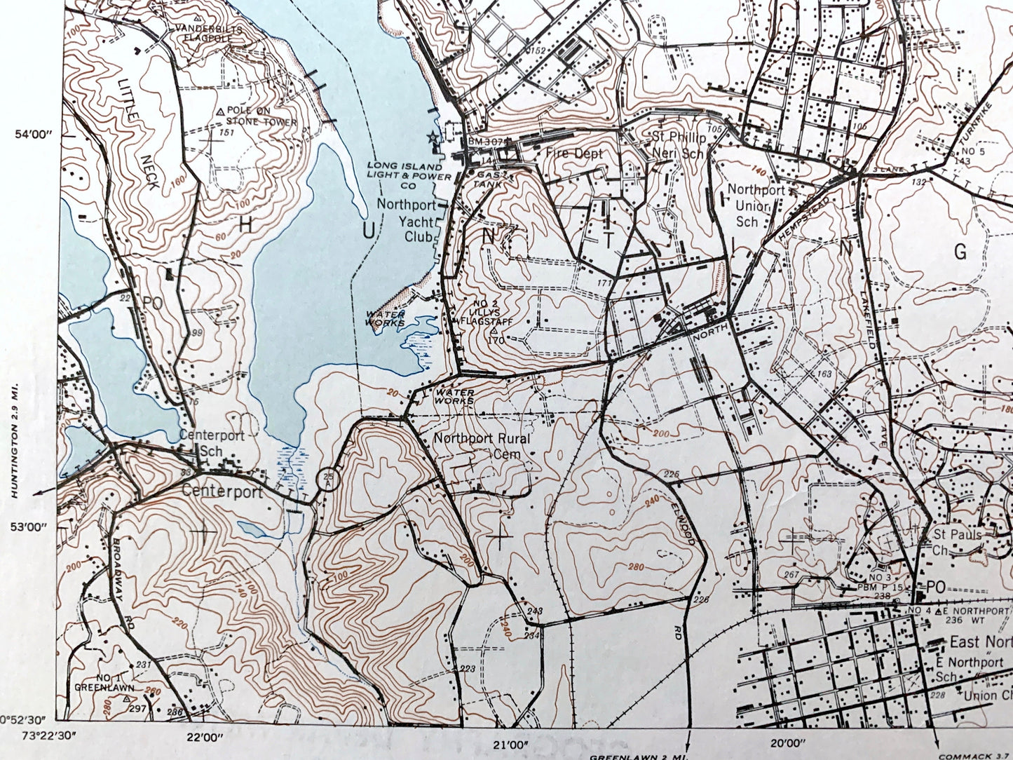 Antique Northport, New York 1947 US Geological Survey Topographic Map – Suffolk County, Long Island, Asharoken Beach, Centerport, Bay NY