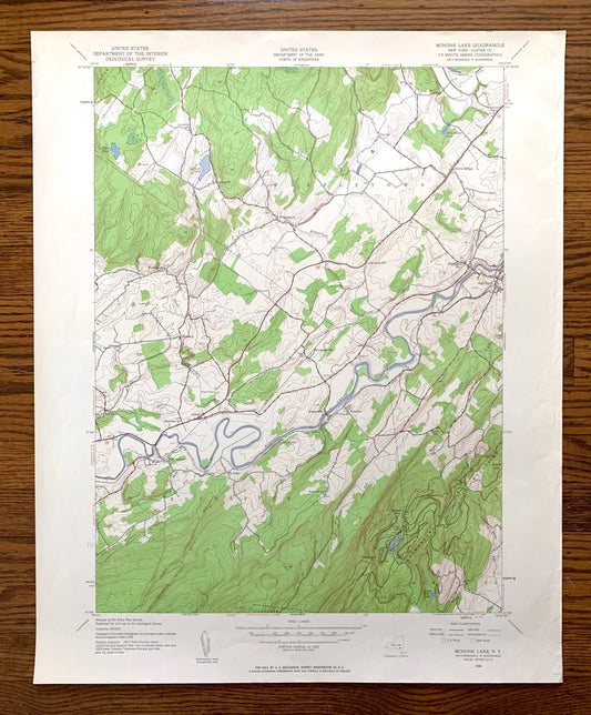 Antique Mohonk Lake, New York 1942 US Geological Survey Topographic Map – Ulster County, Marbletown, Rochester, New Paltz, Kripplebush NY