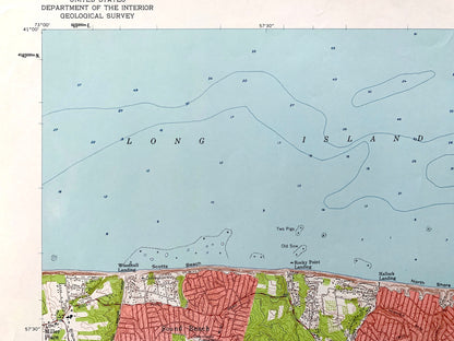 Antique Middle Island, New York 1956 US Geological Survey Topographic Map – Suffolk County, Long Island, Sound Beach, Rocky Point, NY