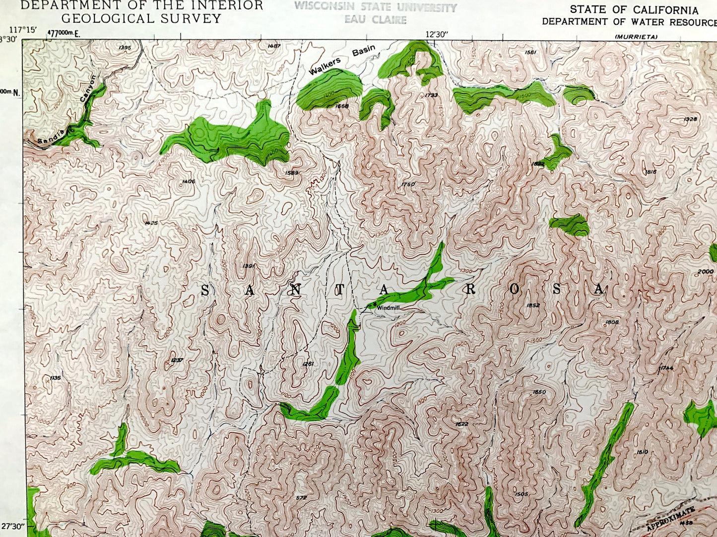 Antique Temecula, California 1948 US Geological Survey Topographic Map – Riverside, San Diego County, Santa Rosa, Rainbow, Fallbrook, CA